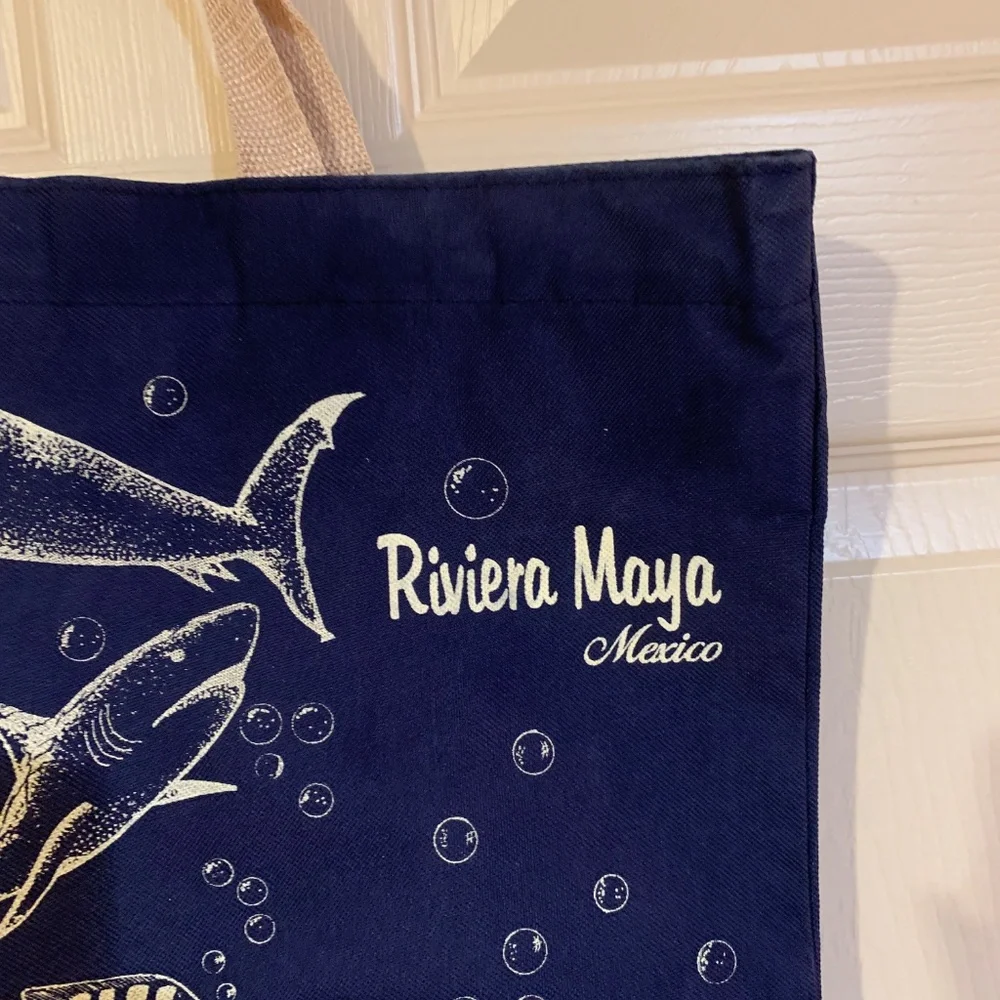 Riviera Maya Blue/Tan Nylon Tote Bag